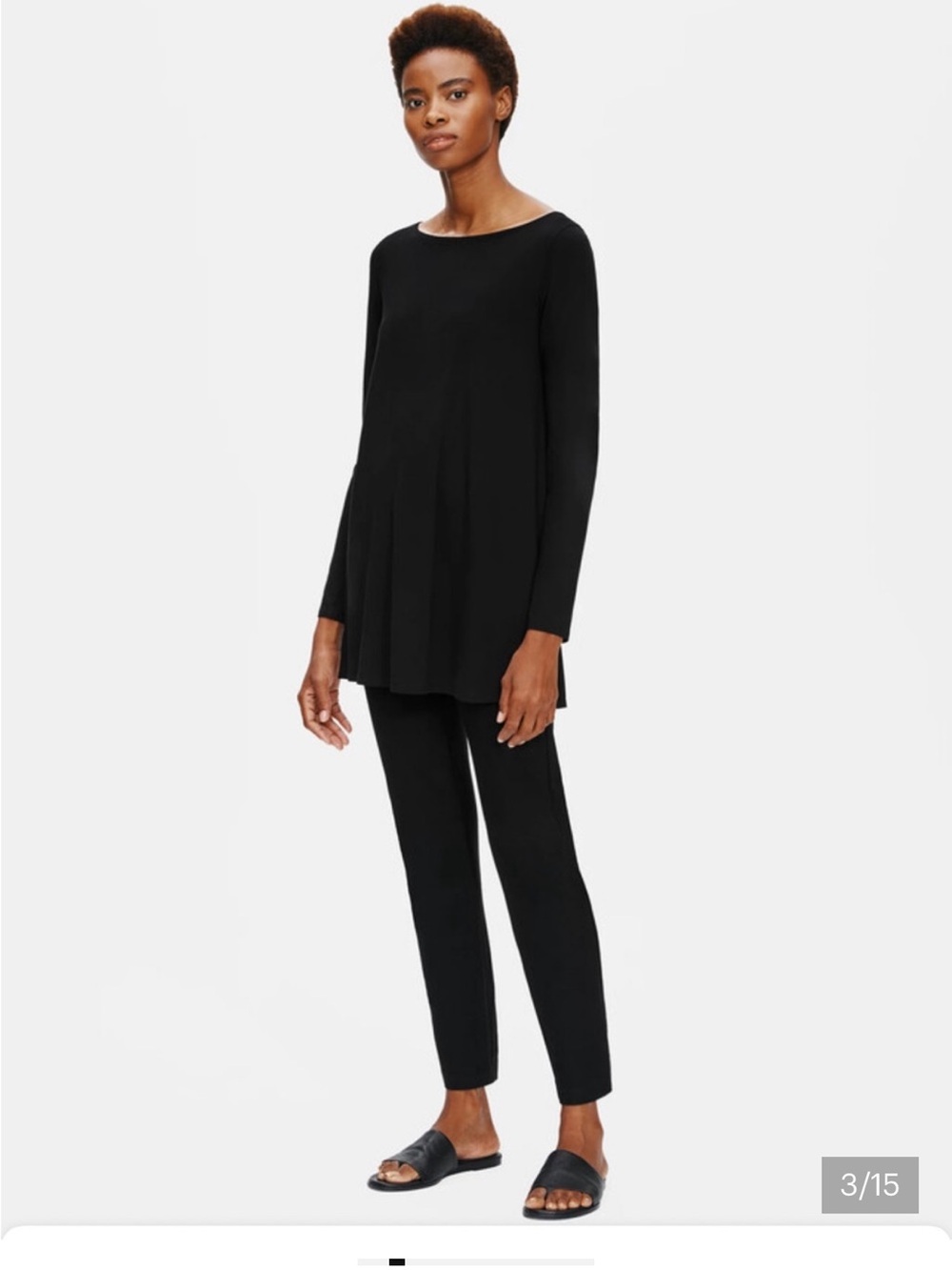 Eileen Fisher Black Long-Sleeve Swing Tunic Dress